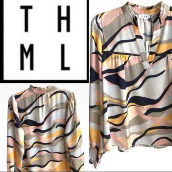 THML Multicolor Wave Pattern Blouse - Picture 2 of 9